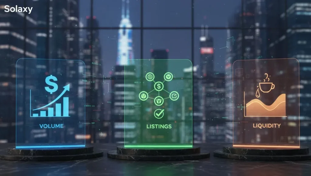 Солидные показатели Solaxy: объемы, листинги, ликвидность